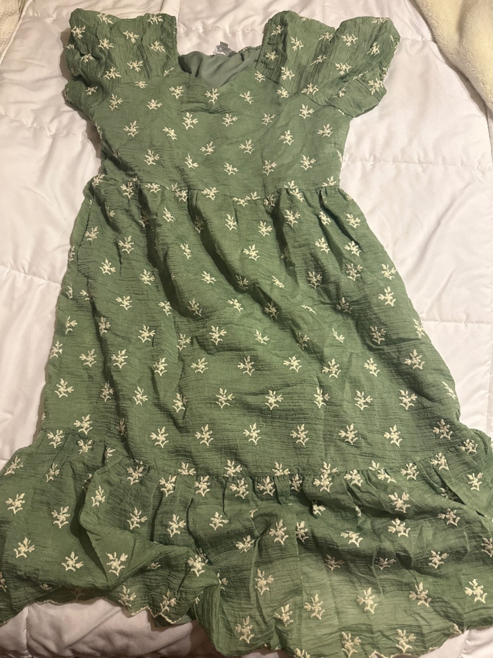 Addi Embroidered Dress in Seafoam